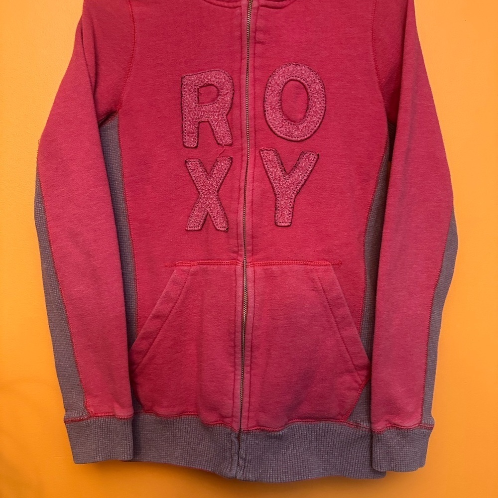 Roxy Gray and Red Zip-Up Sweatshirt Hoodie